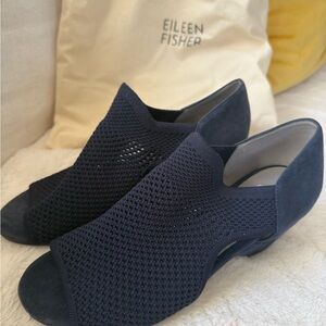 Eileen Fisher Women's Dark Blue Knit Mules